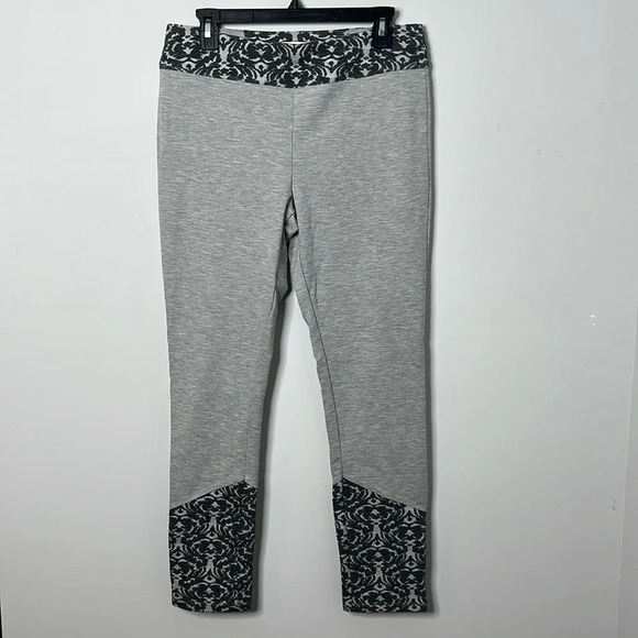 Anthropologie Pure + Good Gray Jacquard Embroidered Leggings - Picture 2 of 6